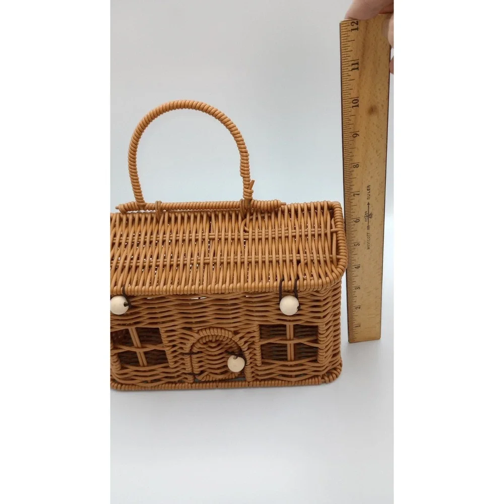 Cottage Woven Rattan Basket  Decor/ Sm Picnics/ Keepsakes Cottagecore Farmhouse